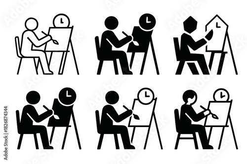 Hobby Icons Collection. setting aside time for hobbies like painting or knitting. Icon set. Set Logo of setting aside time for hobbies like painting or