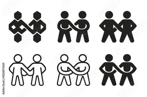 Symbolic Unity Icons. Community leaders and activists working toward social change. Icon set. Set Logo of Community leaders and activists working toward social