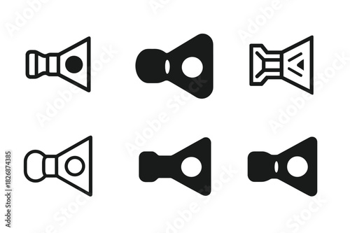 Shadows and Light Icons. Shadows and light. Icon set. Set Logo of Shadows and light: flashlight beam revealing object. harmonious logo variations of the same
