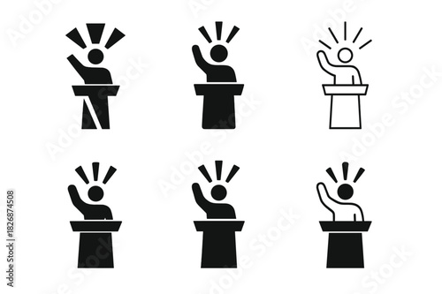 Motivational Speaker Logos. motivational speaker. Icon set. Set Logo of motivational speaker: inspiring light beam. harmonious logo variations of the same
