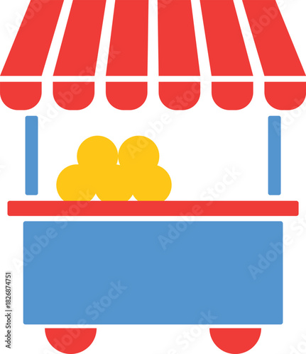 food stall icon. Street food vendor symbols. Food stall and market cart icon. Local street food and catering signs
