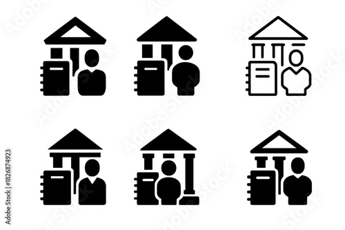 Law Enforcement Logos. Law enforcement agents handling legal documentation and investigations. Icon set. Set Logo of Law enforcement agents handling legal