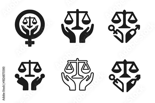 Human Rights Icon Set. Human rights. Icon set. Set Logo of Human rights: gender equality symbol. harmonious logo variations of the same emblematic concept,