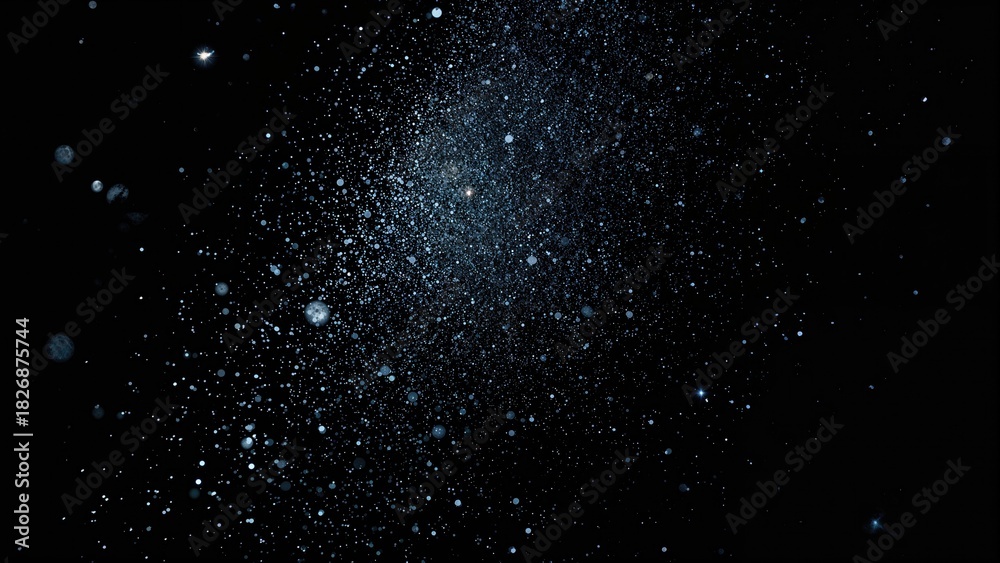 Obraz premium A view of outer space with numerous stars and cosmic dust particles scattered across the black background.