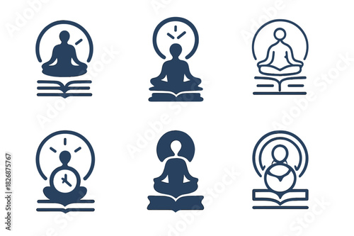 Mental Health Icon Set. Mental health support for students and young adults. Icon set. Set Logo of Mental health support for students and young adults: