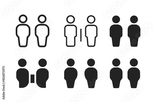 Respect Boundaries Icons. Respect and boundaries in professional relationships. Icon set. Set Logo of respect and boundaries in professional relationships: two