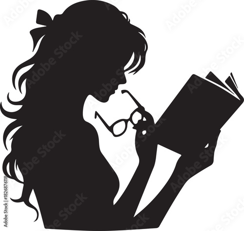 Black vector illustration of a fashion silhouette of a woman with shopping bags