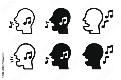 Jazz Expression Icons. Vocal improvisation and scat singing. Icon set. Set Logo of jazz expression: musical rhythm pattern. harmonious logo variations of the