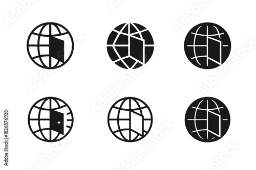 Multiverse Logo Variations. Exploring parallel universes and the multiverse. Icon set. Set Logo of exploring parallel universes and the multiverse: Fractured