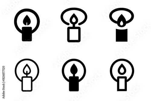 Legacy Candle Icons. Contemplating the end of life and legacy. Icon set. Set Logo of Contemplating the end of life and legacy: candle flame with