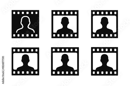 Fashion Logo Variations. Professional fashion photoshoots and portfolios. Icon set. Set Logo of Professional fashion photoshoots and portfolios: contact sheet