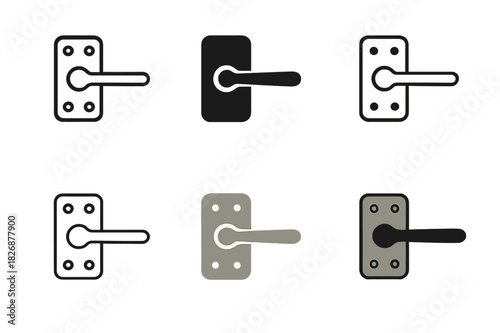 DIY Icon Set. DIY home improvement. Icon set. Set Logo of DIY home improvement: door handle and hinge set. harmonious logo variations of the same emblematic