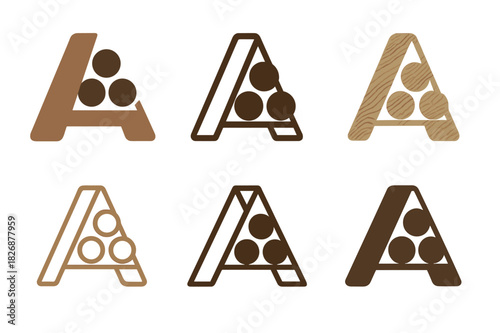 Woodworking Logo Variations. Woodworking projects for home decor. Icon set. Set Logo of Woodworking projects for home decor: tabletop wine rack. harmonious