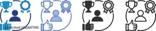 Celebrate achievements and recognize success with these professional icons perfect for awards, employee recognition, and corporate accomplishments visuals

