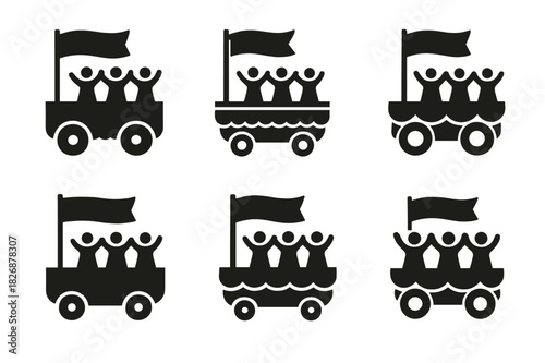 Festival Icon Set. traditional festivals. Icon set. Set Logo of traditional festivals: parade float with banner. harmonious logo variations of the same