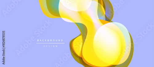 Abstract flowing shapes, yellow hues dominate. Soft gradients create dynamic visual texture. Light design over lilac backdrop.