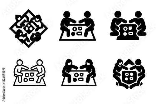 Youth Social Logos. Young people participating in social activities and friendships. Icon set. Set Logo of Young people participating in social activities and