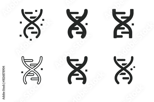 Biodiversity Loss Icons. biodiversity loss. Icon set. Set Logo of biodiversity loss: DNA helix with missing rungs. harmonious logo variations of the same
