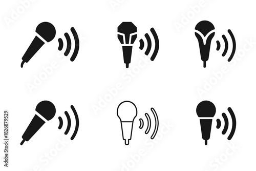 Scat Singing Logos. Vocal improvisation and scat singing. Icon set. Set Logo of jazz expression: rhythmic vocal waves. harmonious logo variations of the same