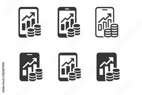 Economic Growth Icons. Developing countries? economic growth. Icon set. Set Logo of Developing countries? economic growth: digital marketplace app. harmonious
