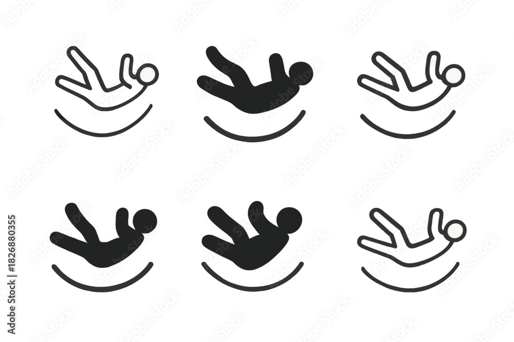 Fototapeta premium Weightless Logo Set. Weightlessness. Icon set. Set Logo of weightlessness: Soft curve motion path. harmonious logo variations of the same emblematic concept,