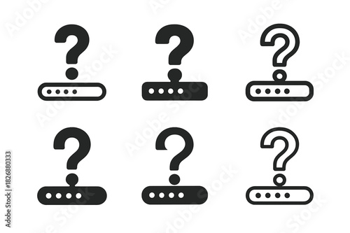 Quiz Logo Variations. Interactive quiz template. Icon set. Set Logo of quiz design: progress bar with question icons. harmonious logo variations of the same