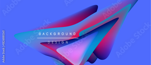 Abstract fluid shapes overlap, creating vibrant gradients. Blue background complements magenta, pink, purple hues. Modern design element.