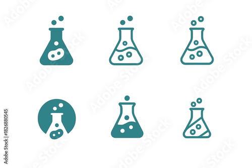 Fermentation Logo Variations. Fermentation process. Icon set. Set Logo of Fermentation process: Microbial activity icon. harmonious logo variations of the same