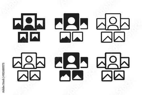 Home Keepsake Icons. decorating your home with meaningful keepsakes. Icon set. Set Logo of decorating your home with meaningful keepsakes: wall-mounted