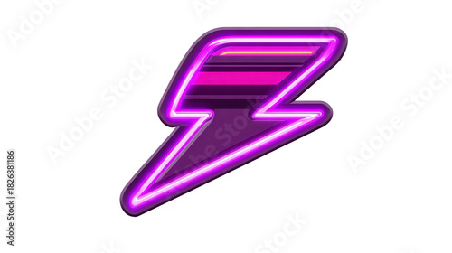Free Download Neon lightning bolt icon, glowing purple and pink, modern vibrant design, energetic and dynamic, isolated on transparent background, futuristic style - GFXLoad