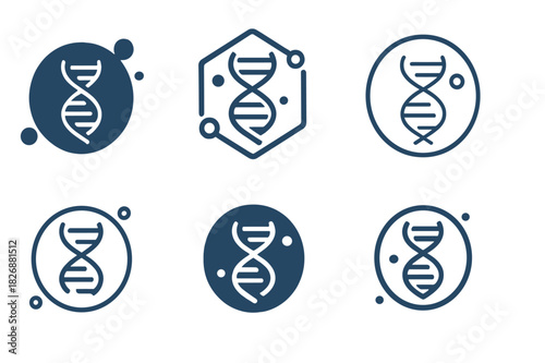 Cell Regeneration Icons. life extension through cellular regeneration. Icon set. Set Logo of life extension through cellular regeneration: DNA strand within