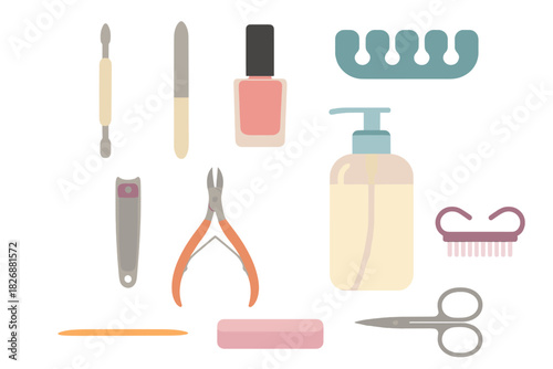 Set of essential tools for professional manicure, pedicure, and home nail care