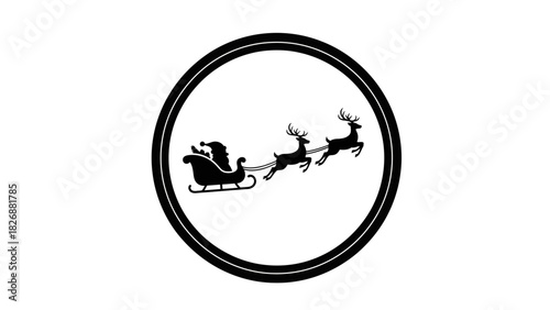 Icon of Santa Claus in a Sleigh Pulled by Reindeer, Celebrating the Festive Spirit of the Holiday Season