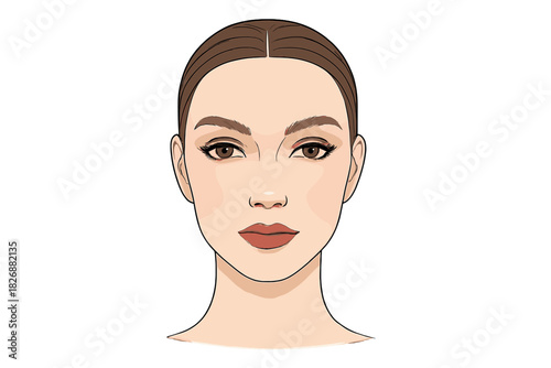 Close-up portrait of a woman's face featuring professional beauty makeup and defined features