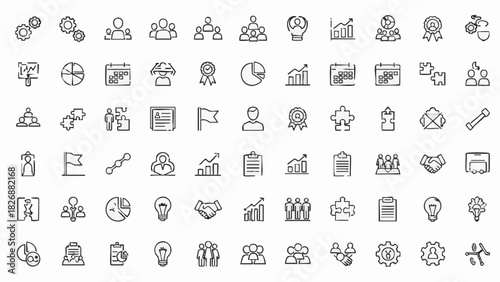Collection of hand drawn business and finance icons in black and white vector