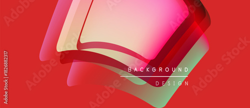 Abstract design features layered shapes, vibrant colors. Red dominates background, creating dynamic visual effect. Text reads background design.