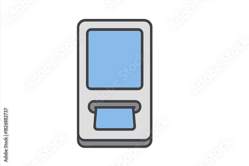 Minimalist Automated Teller Machine dispensing cash and receipt from slot