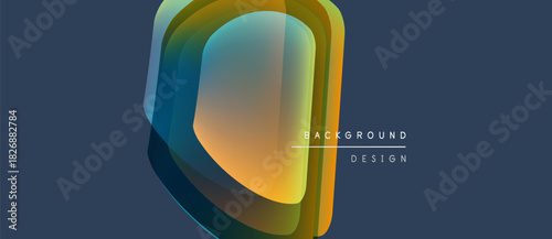 Abstract geometric shape. Gradient colors blend, creating layered visual effect. Modern design element for backgrounds, presentations.