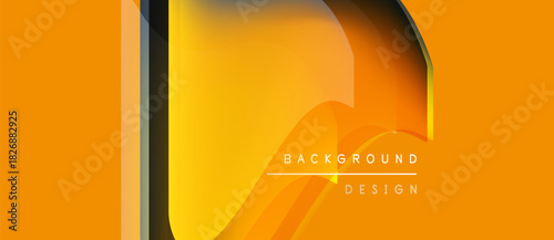 Abstract orange background. Dynamic shapes create modern design. Text reads background design. Bright, bold, gradient effect present.