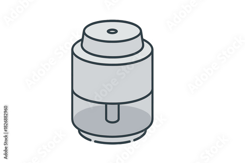 Refillable electronic cigarette atomizer tank component in modern isometric style