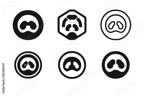 CT Scan Logos. ct scan. Icon set. Set Logo of ct scan: axial view slice. harmonious logo variations of the same emblematic concept, each with different