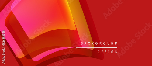 Abstract red design features layered shapes, gradients. Modern aesthetic, dynamic composition, suitable background element.