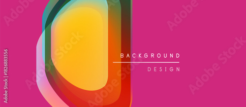 Abstract colorful layers create dynamic visual effect. Pink backdrop emphasizes flowing shapes, modern design element.