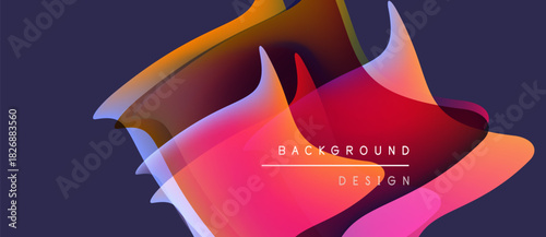 Abstract colorful shapes overlap, creating dynamic background. Gradient hues blend, forming modern design element. Vivid colors dominate composition.
