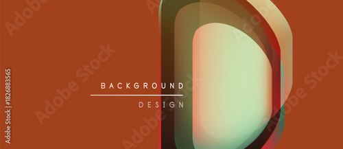 Abstract design features letter D, orange hues, layered shapes. Minimalist aesthetic, text reads background design. Modern visual composition.