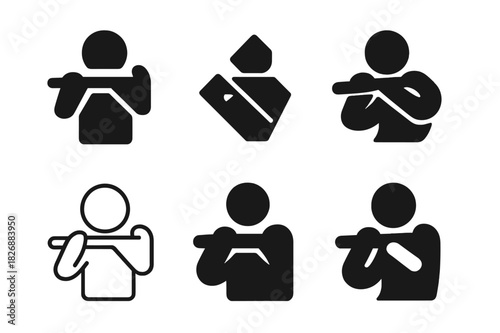 Flute Logo Variations. Playing a musical instrument. Icon set. Set Logo of playing a musical instrument: flute. harmonious logo variations of the