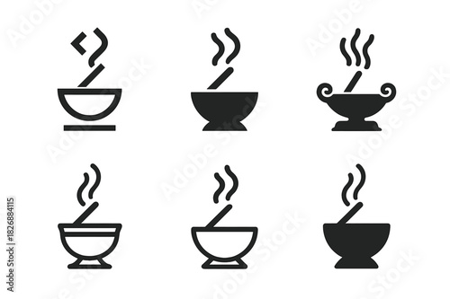 Hygiene Icon Variations. Cultural approaches to hygiene. Icon set. Set Logo of cultural hygiene: incense for purification. harmonious logo variations of the
