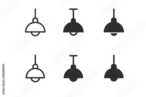 Hallway Pendant Light Icons. Designing a stylish hallway. Icon set. Set Logo of pendant light. harmonious logo variations of the same emblematic concept