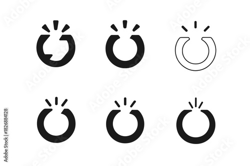 Regeneration Logo Designs. regeneration. Icon set. Set Logo of regeneration: broken circle mending with light. harmonious logo variations of the same