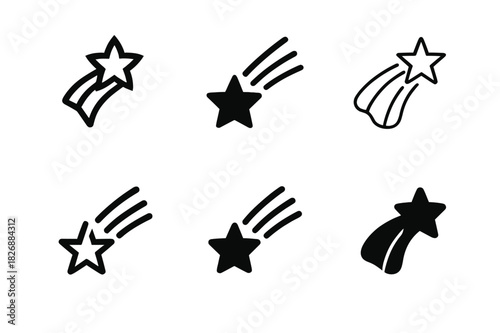 Universe Connection Logos. Universe Connection. Icon set. Set Logo of Universe Connection: Shooting Star. harmonious logo variations of the same emblematic